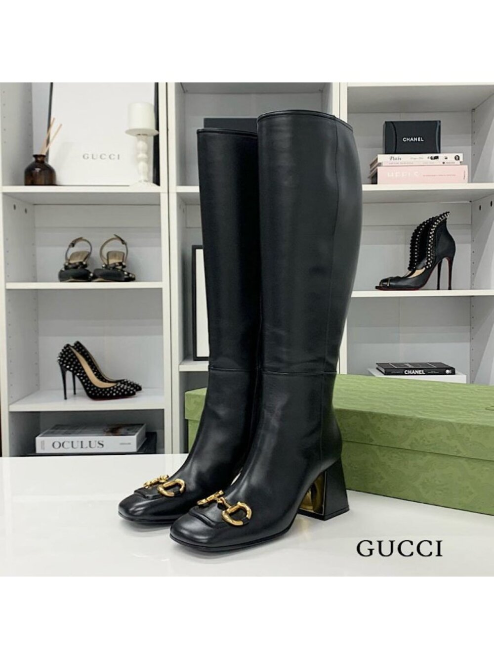 Gucci Horsebit Leather Long Boots Black